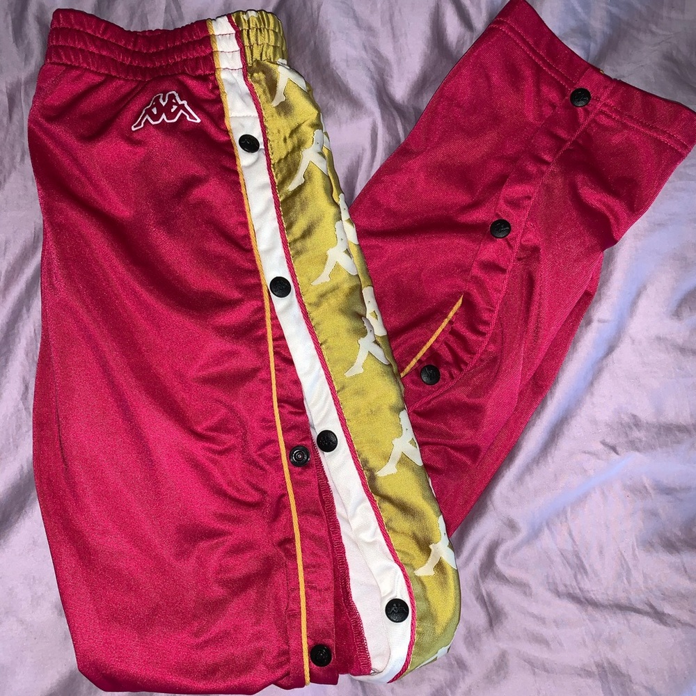 Red and Gold open leg pants (can be buttoned)